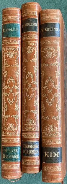 
Trois volumes à dos relié, Kipling : - Le...