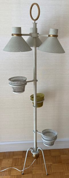 Lampadaire formant porte-pot en métal laqué...