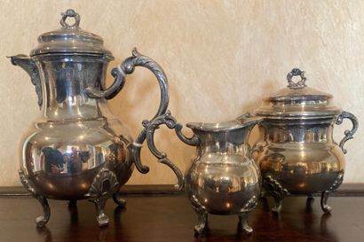 Part of coffee service in silver plated metal,...