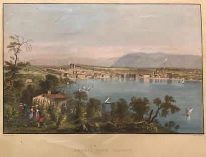 19th century SWISS SCHOOL: -MOUNT BLANC WITH...