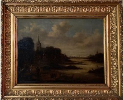 19th Century HOLLAND SCHOOL: VIEW OF A CITY...