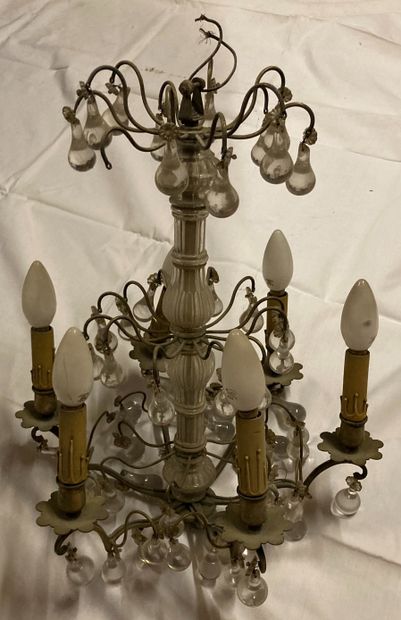 Small chandelier, the metal frame, with baluster...