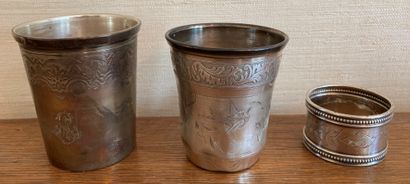 Silver set (950) : - timbale, the neck underlined...