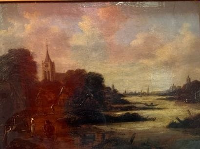 19th Century HOLLAND SCHOOL: VIEW OF A CITY...