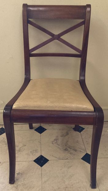 Paire de fauteuils et suite de quatre chaises...