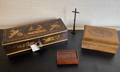 Set of boxes: one rectangular with inlaid...