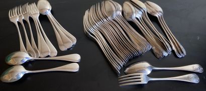 Nineteen spoons and eighteen forks with entremet...