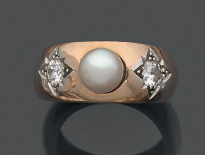 Yellow gold and 18K (750) white gold ring,...