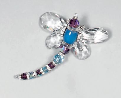 Importante broche libellules en strass et...