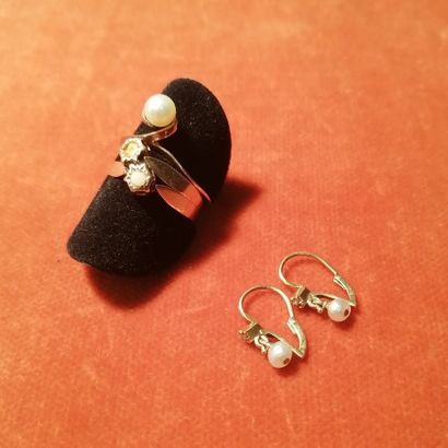 Paire de dormeuses en or jaune 18K (750),...