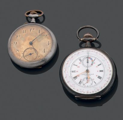 Montre-chronomètre de gousset en argent uni...