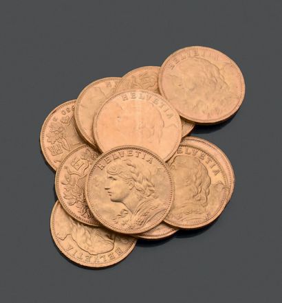 SUISSE. Onze pièces de vingt francs en or...