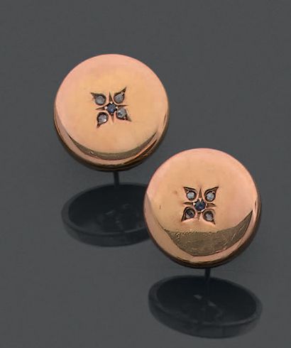 Paire de boutons d'oreille en or jaune uni...
