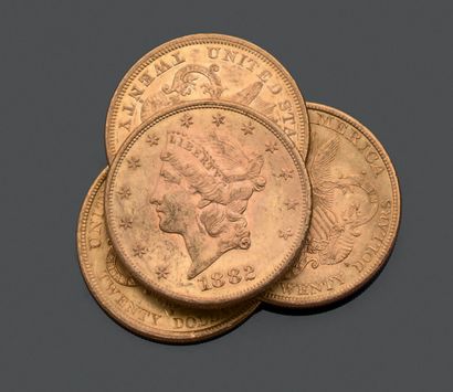 ETATS-UNIS. Quatre pièces de vingt dollars...