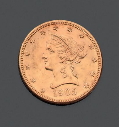 ETATS-UNIS. Pièce en or jaune. - Dix dollars,...