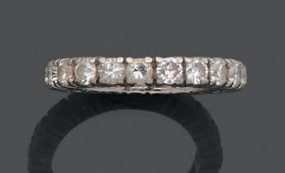 Alliance américaine en or gris 18K (750),...