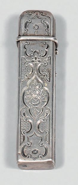 Étui en argent (800), à décor niellé de réserves...