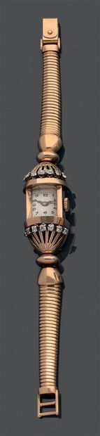 Montre de dame en or jaune 18K (750), le...