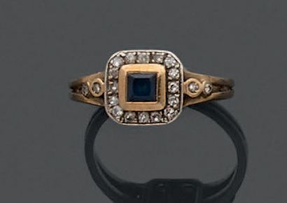 Bague en or jaune et or gris 18K (750), sertie...