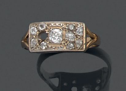 Bague en or jaune et or gris 18K (750), de...