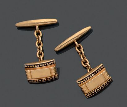 Paire de boutons de manchette en or jaune...