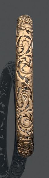 Bracelet jonc ouvrant en or jaune 18K (750),...