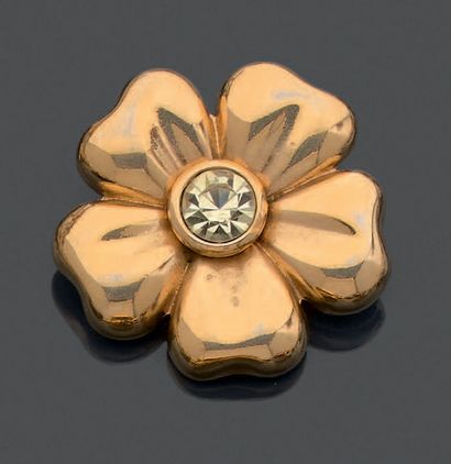 Set: brooch with gilded metal and glass or...