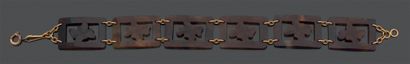 Bracelet à maillons rectangulaires en écaille,...