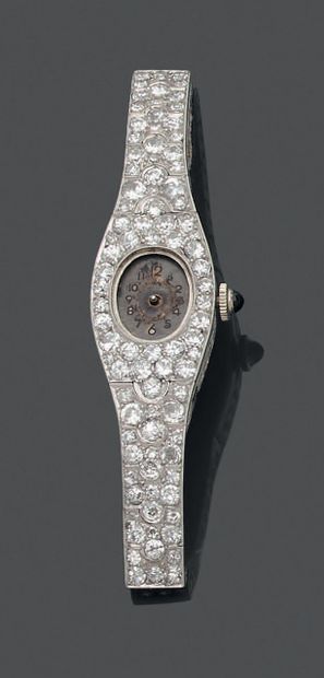 Montre bracelet de dame en platine, sertie...