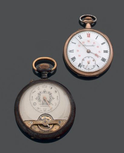 Montre de gousset en acier à patine canon...