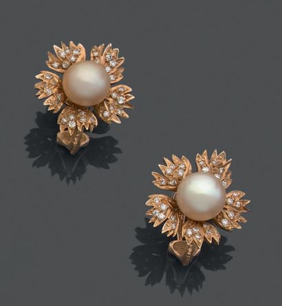 Paire de clips d'oreille en or jaune 18k...