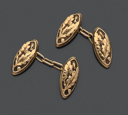 Paire de boutons de manchette en or jaune...
