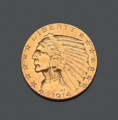 ETATS-UNIS. Pièce en or jaune. - Cinq dollars,...
