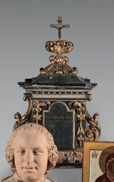 Repository with Holy Oils in carved wood...