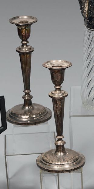 Pair of silver torches (800), with sides...