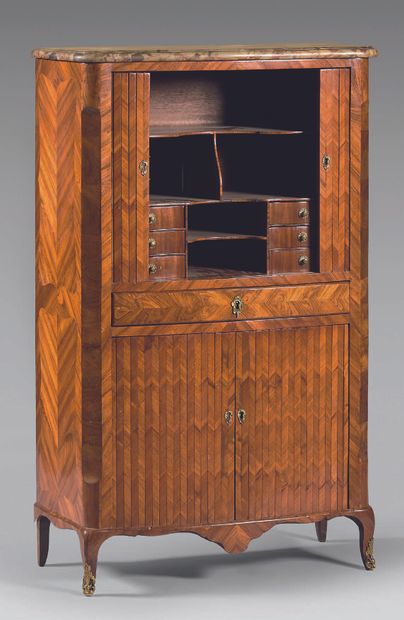 Secretary wood veneer. The slightly arched...