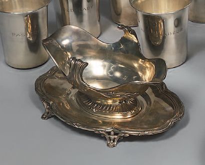 Sauceboat in silver (950), decorated with...