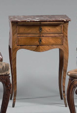 Small bedside table in veneer inlaid with...
