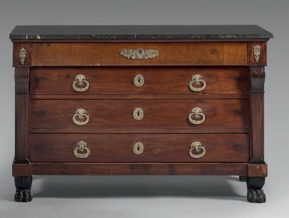 Mahogany and mahogany veneer chest of drawers,...