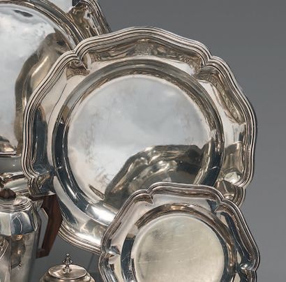 Large round silver dish (950), the wing with...