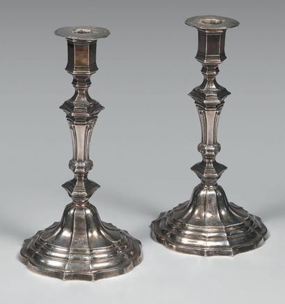 Pair of silver torches and two bobèches,...
