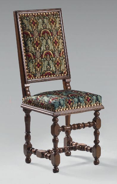 Pair of chairs in natural wood with high...