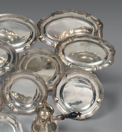 Suite of four silver (950) poly-lobed dishes,...