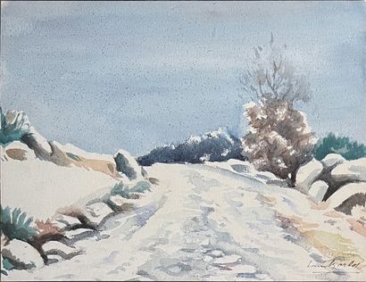 Louis CHARLOT (1878-1951) :
SNOWY ROAD. Watercolor,...