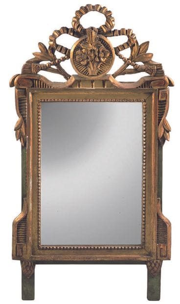 Small mirror with a grey-green lacquered...