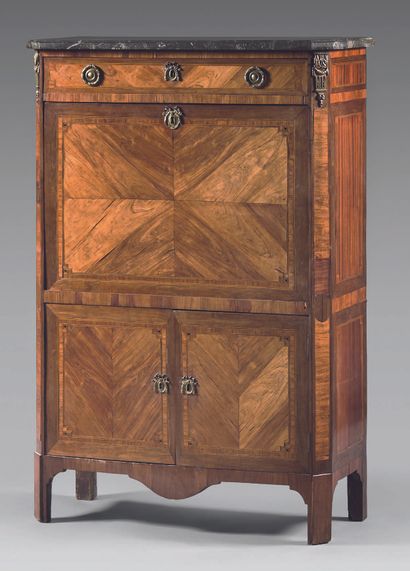 Wooden secretary inlaid with butterfly wing...