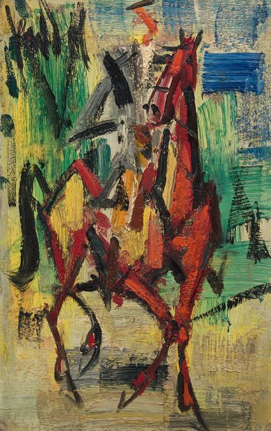 GEN Paul (1895-1975) :
CAVALIER. Oil on isorel...