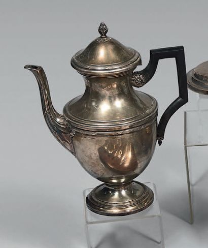 A silver (950) pedestal pot, decorated with...