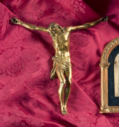 Christ in gilded brass, the head and the...