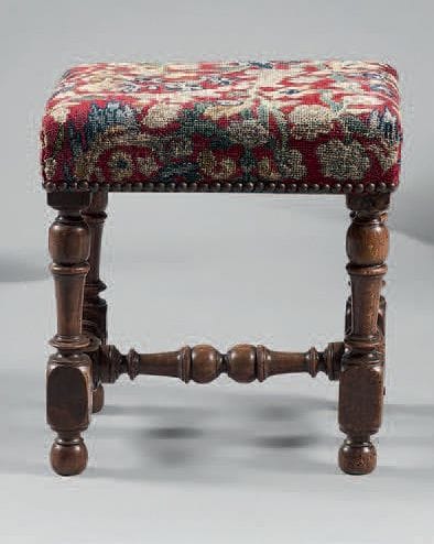 Small stool in molded natural wood, the base...